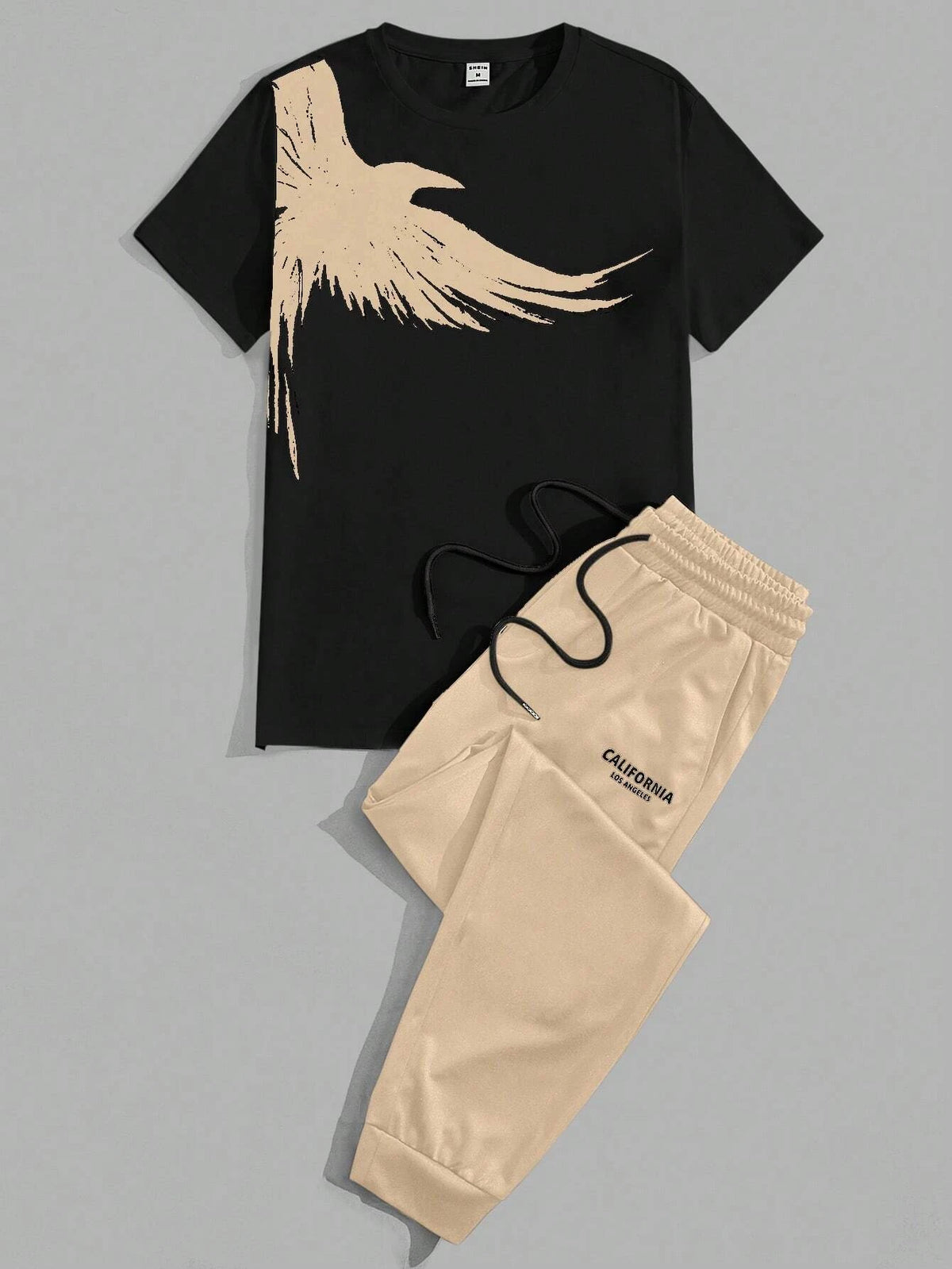 Men's Eagle Print T-Shirt & Shorts Sport Set – Casual 2-Piece Leisure Outfit