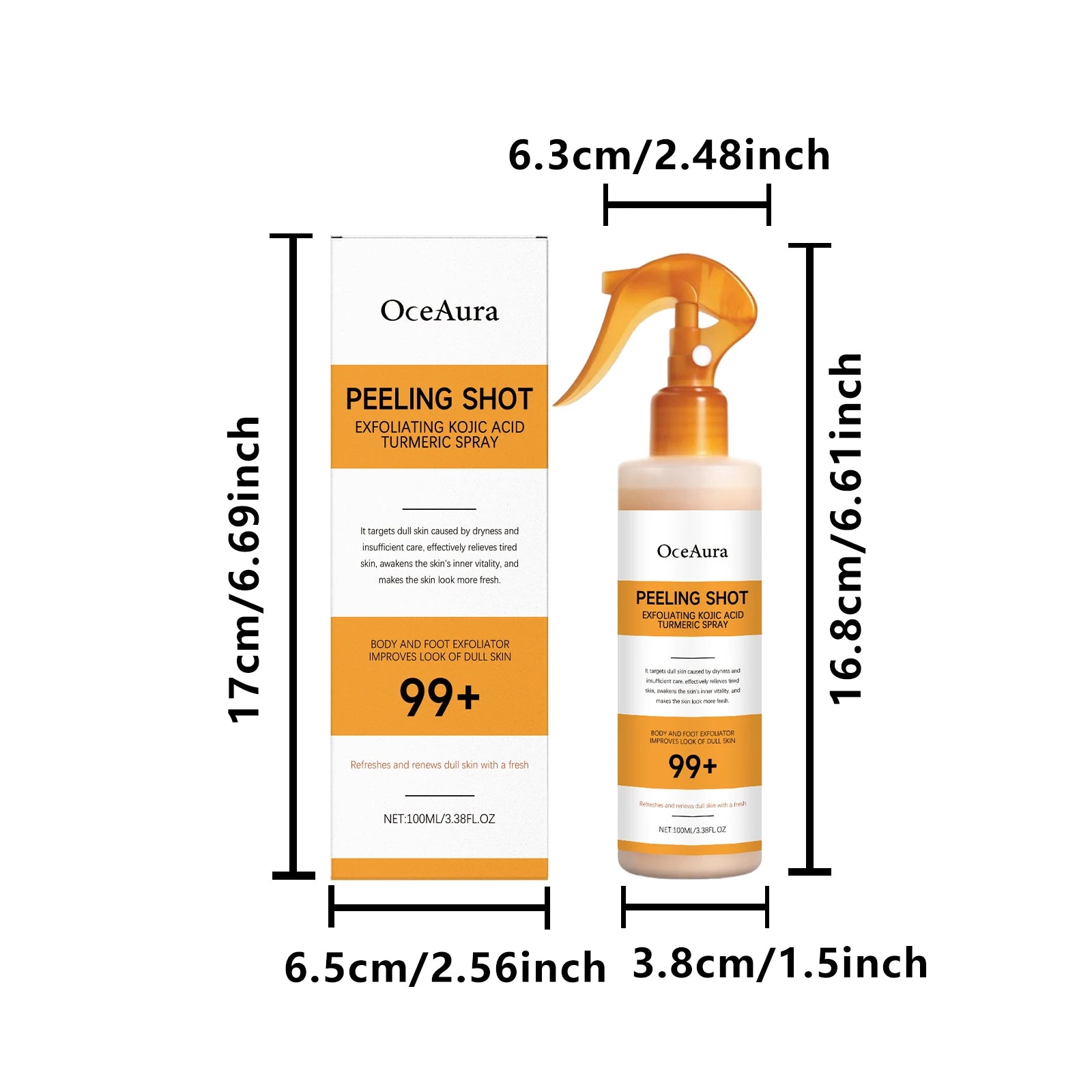Kojic Acid Turmeric Exfoliating Body Spray – Brightening Peeling Solution 100ml