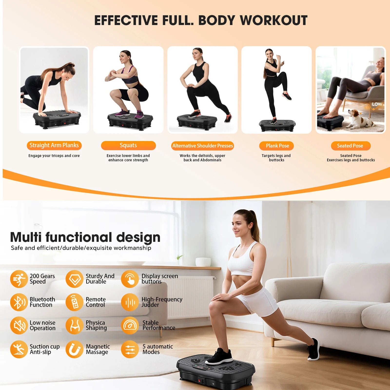 Fat Shaking Bluetooth Full Body Vibration Machine — Adjustable Speed Home Training Platform