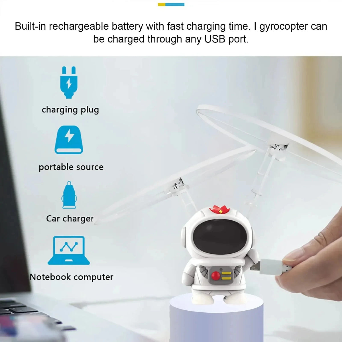 Photoluminescent Astronaut Gyro Flyer – Levitating Tether Retrieval Spacecraft Sensory Toy