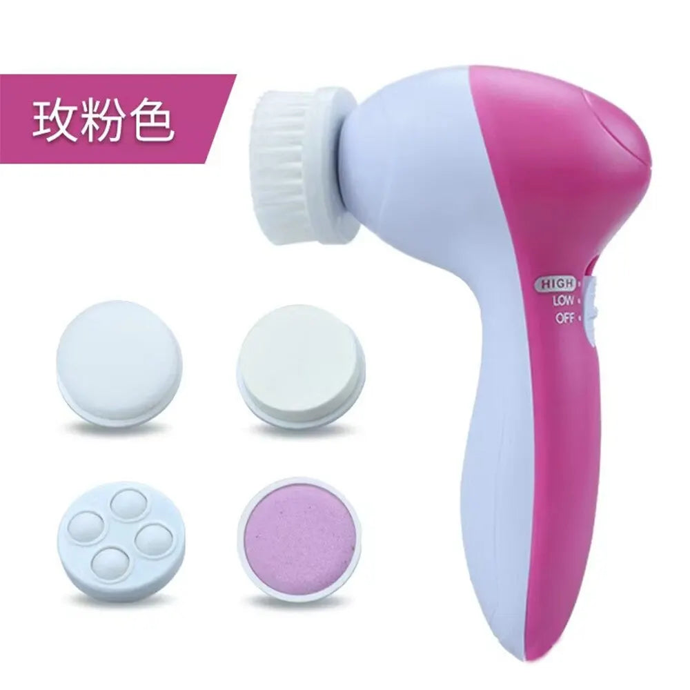 5-in-1 Electric Facial Cleansing Brush — Blackhead Removal, Spa Massage, Skin Care Tool