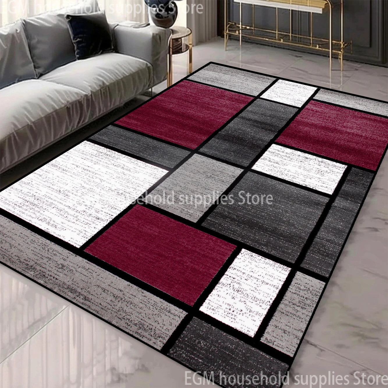 Nordic Geometric Large Area Rug – Machine Washable Non-Slip Carpet for Living Room