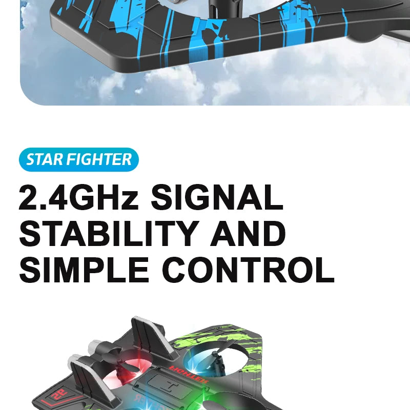 2.4G RC Stunt Foam Helicopter Jet Plane with Gyroscope & LED Light – Indoor Outdoor Toy