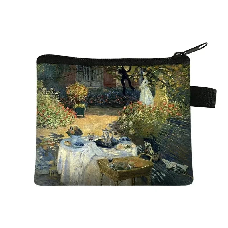 Vintage Oil Painting Floral Coin Purse Mini Clutch Wallet – Bohemian Nylon Organizer Wallet for Women