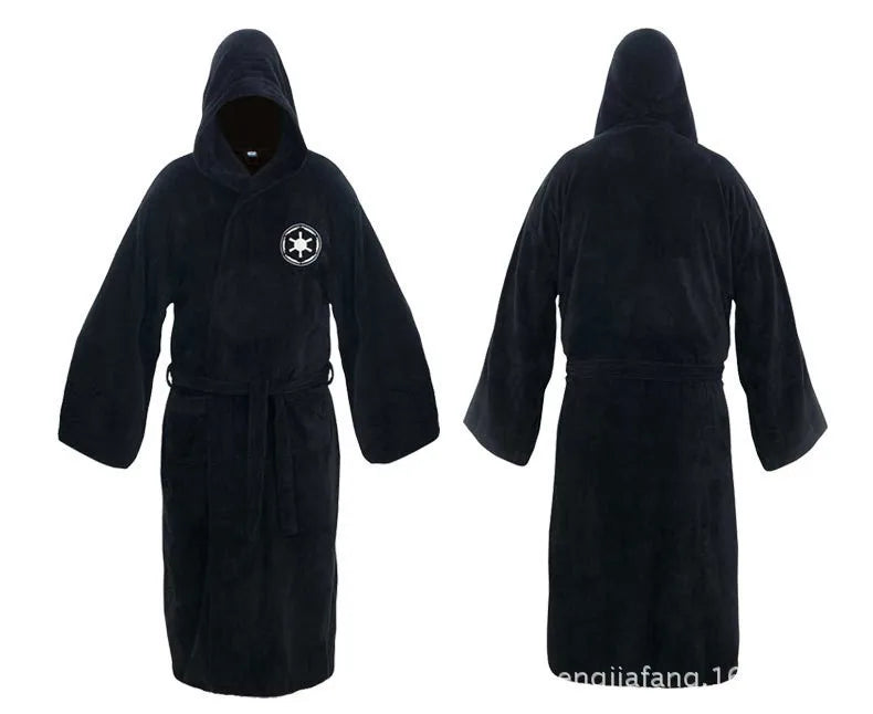 Men's Hooded Thick Flannel Robe | Star Print Winter Bathrobe Homewear