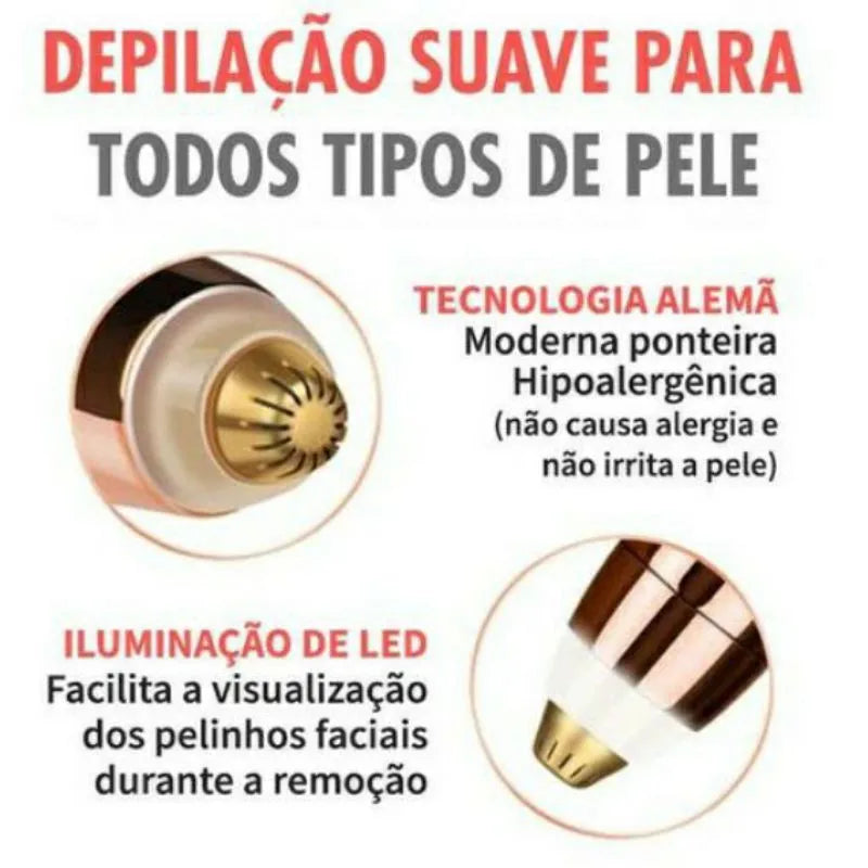 Painless. Precise. Perfect Brows. — USB Rechargeable Electric Eyebrow Trimmer | Facial Hair Remover, Built-In Light, Portable, Women