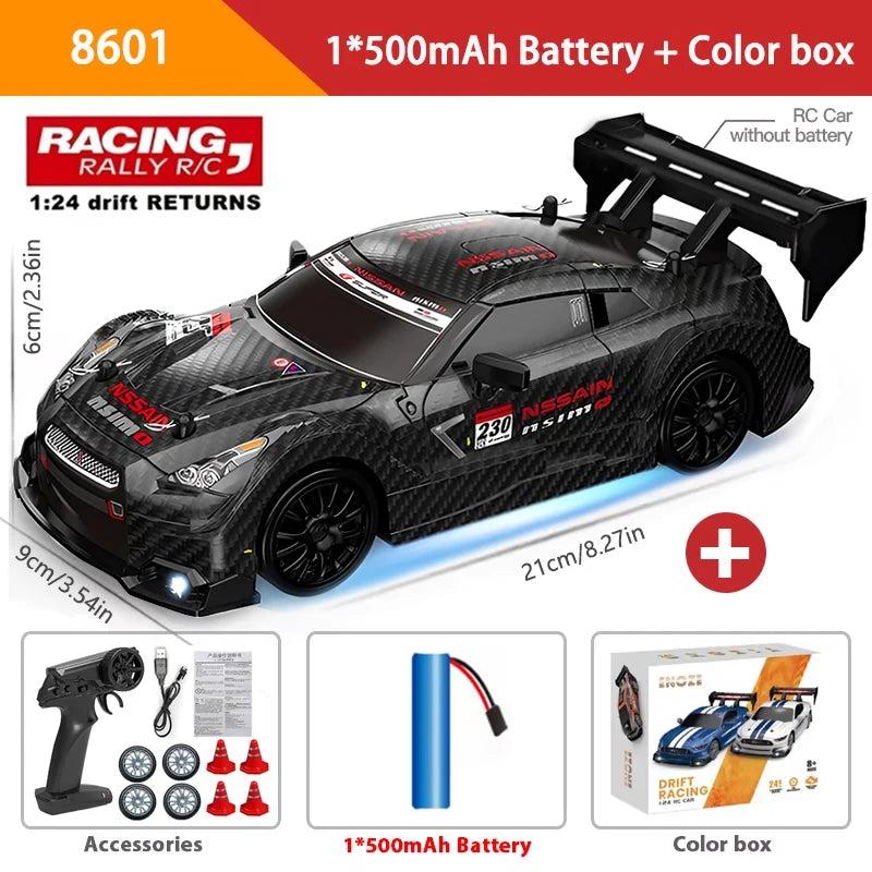1:24 Scale 4WD RC Drift Car – 20KM/H High Speed LED Racing Vehicle