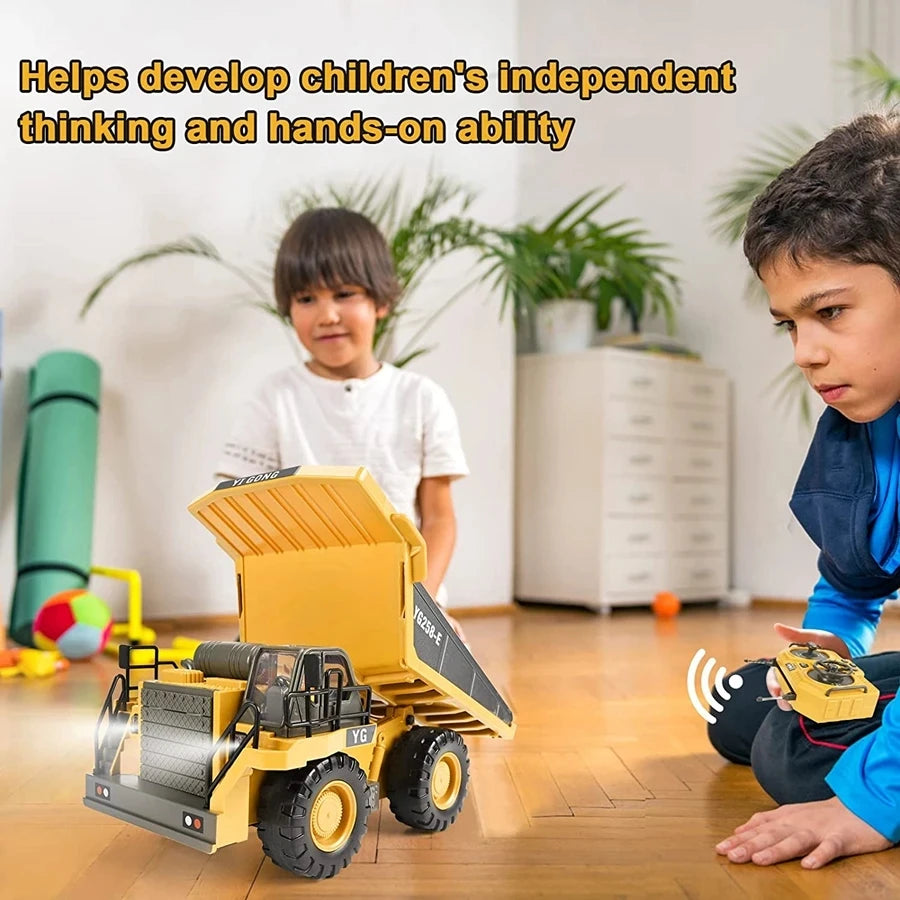 4WD RC Construction Truck with Light & Sound – Remote Control Excavator, Dump Truck & Bulldozer