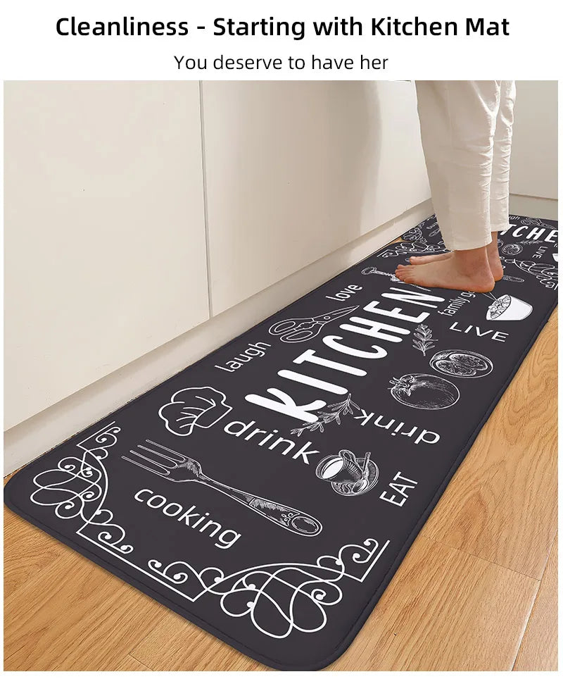 Non-Slip Absorbent Kitchen & Bathroom Floor Mat – Washable, Rubber Backing, PVC-Free, BPA-Free, 5 Sizes
