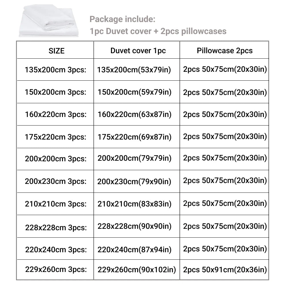 Black & White Duvet Cover Set – 200TC 3-Piece Bedding with 2 Pillowcases, 10 Sizes