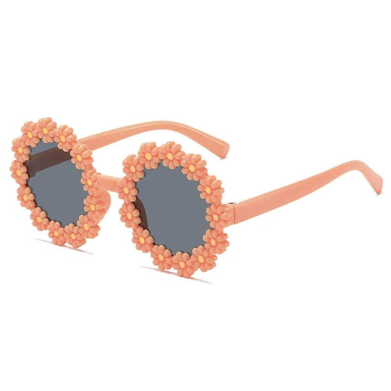 Kids Round Flower Daisy Sunglasses | Cute UV Protection Outdoor Party Shades for Children