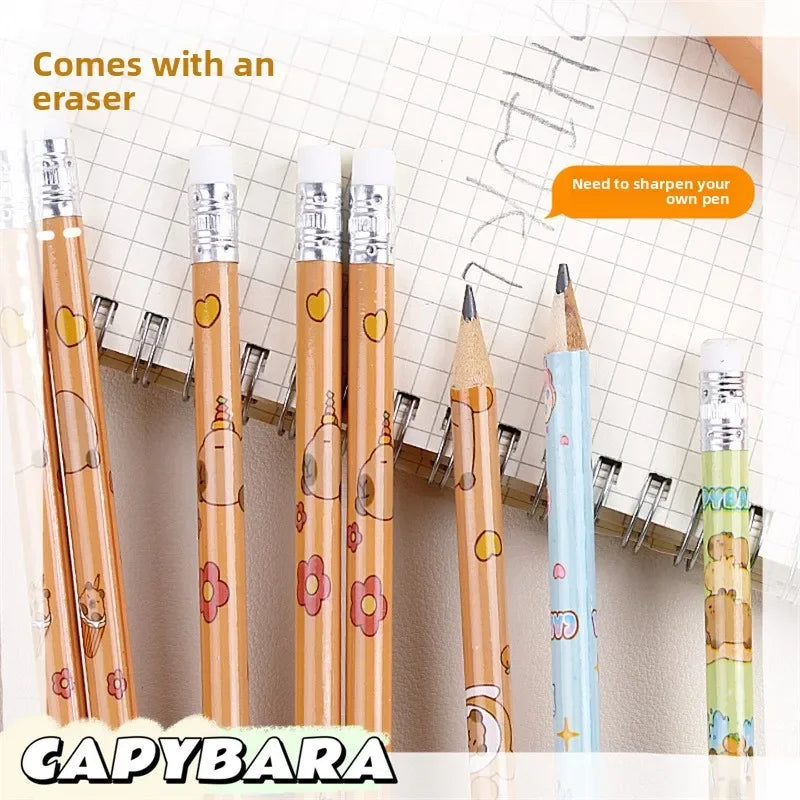 12-Piece Capybara Pencil & Eraser Set