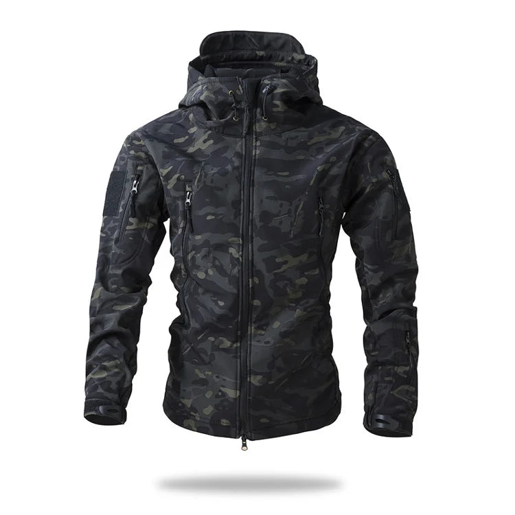 Men's Soft Shell Tactical Fleece Hooded Jacket