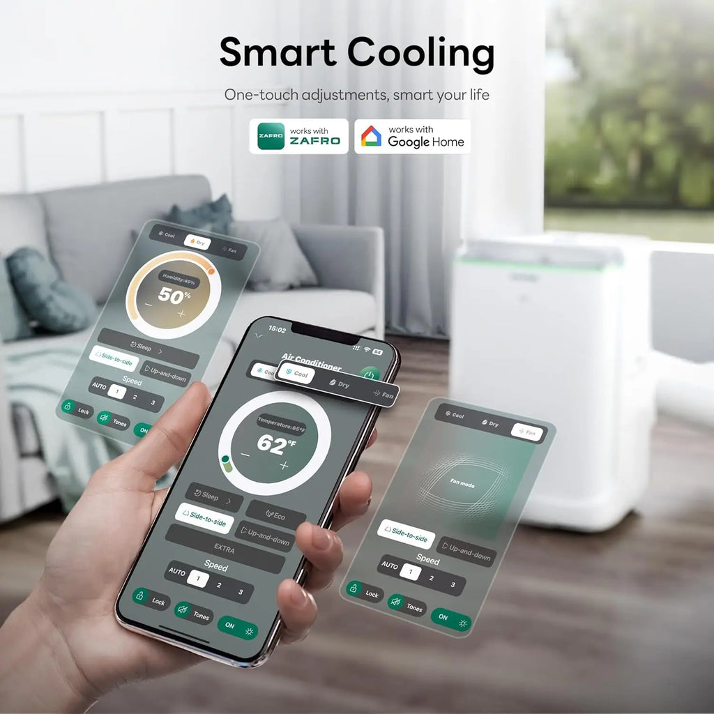 14,000 BTU Dual Hose Portable Air Conditioner — Inverter Technology, Ultra Quiet 42dB, Drainage-Free, APP & Remote Control