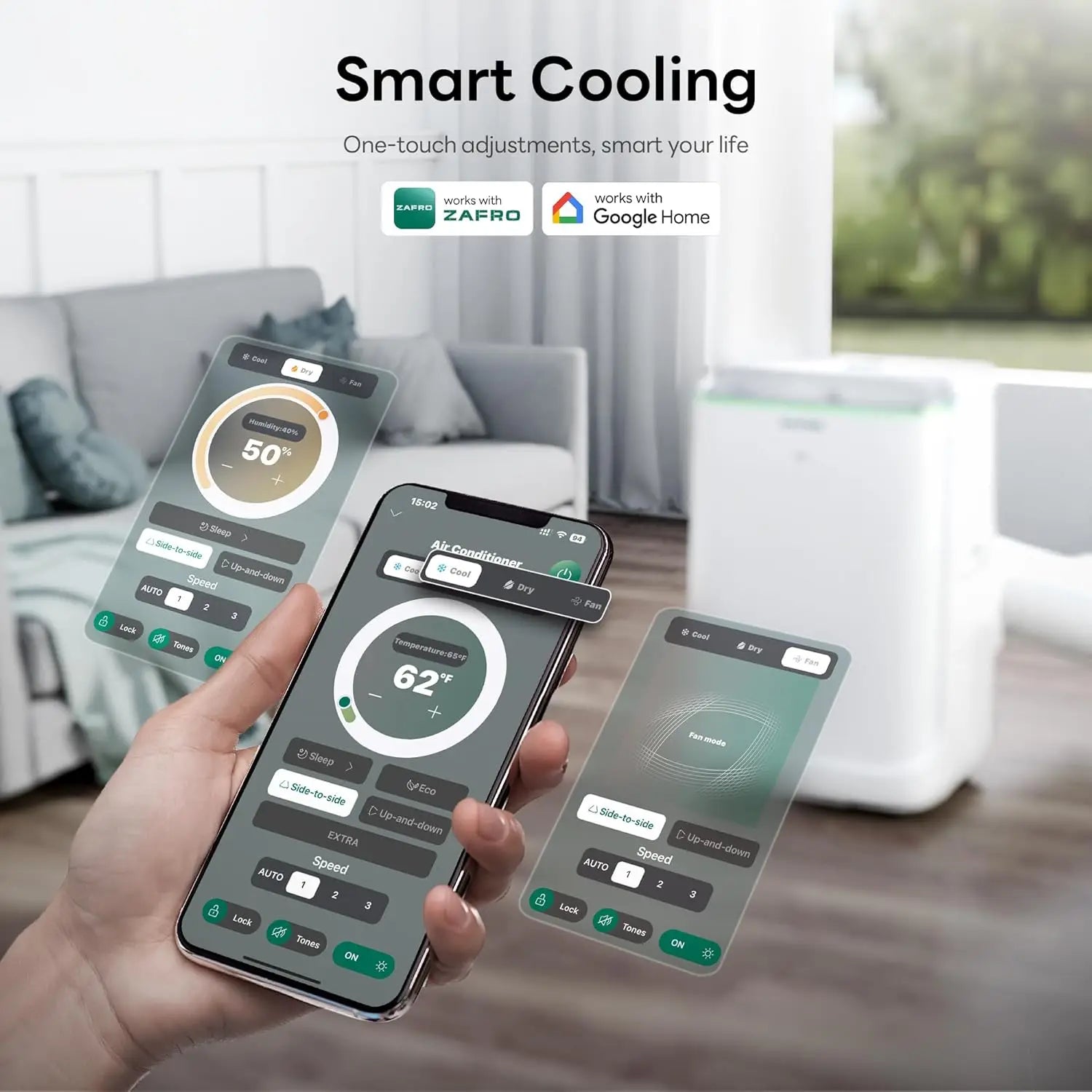 14,000 BTU Dual Hose Portable Air Conditioner — Inverter Technology, Ultra Quiet 42dB, Drainage-Free, APP & Remote Control