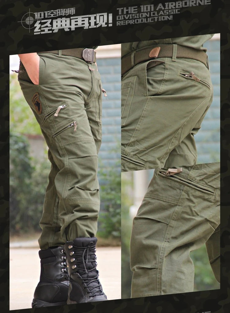 Men's Tactical Cargo Pants — Multi-Pocket Cotton Camouflage Outdoor Work Trousers