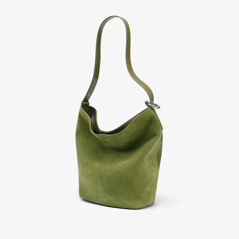 LA FESTIN Genuine Leather Bucket Bag – Designer Crossbody Shoulder Handbag for Women