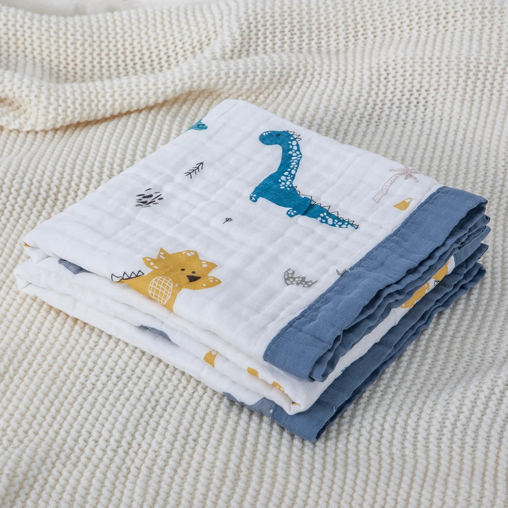6-Layer Cotton Gauze Baby Swaddle Blanket – Breathable Cartoon Newborn Wrap & Bath Towel