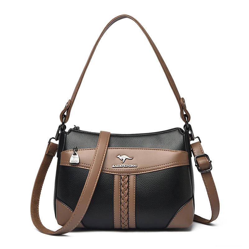 Luxury Genuine Leather Flap Shoulder Bag – Sequin Crossbody Handbag for Women