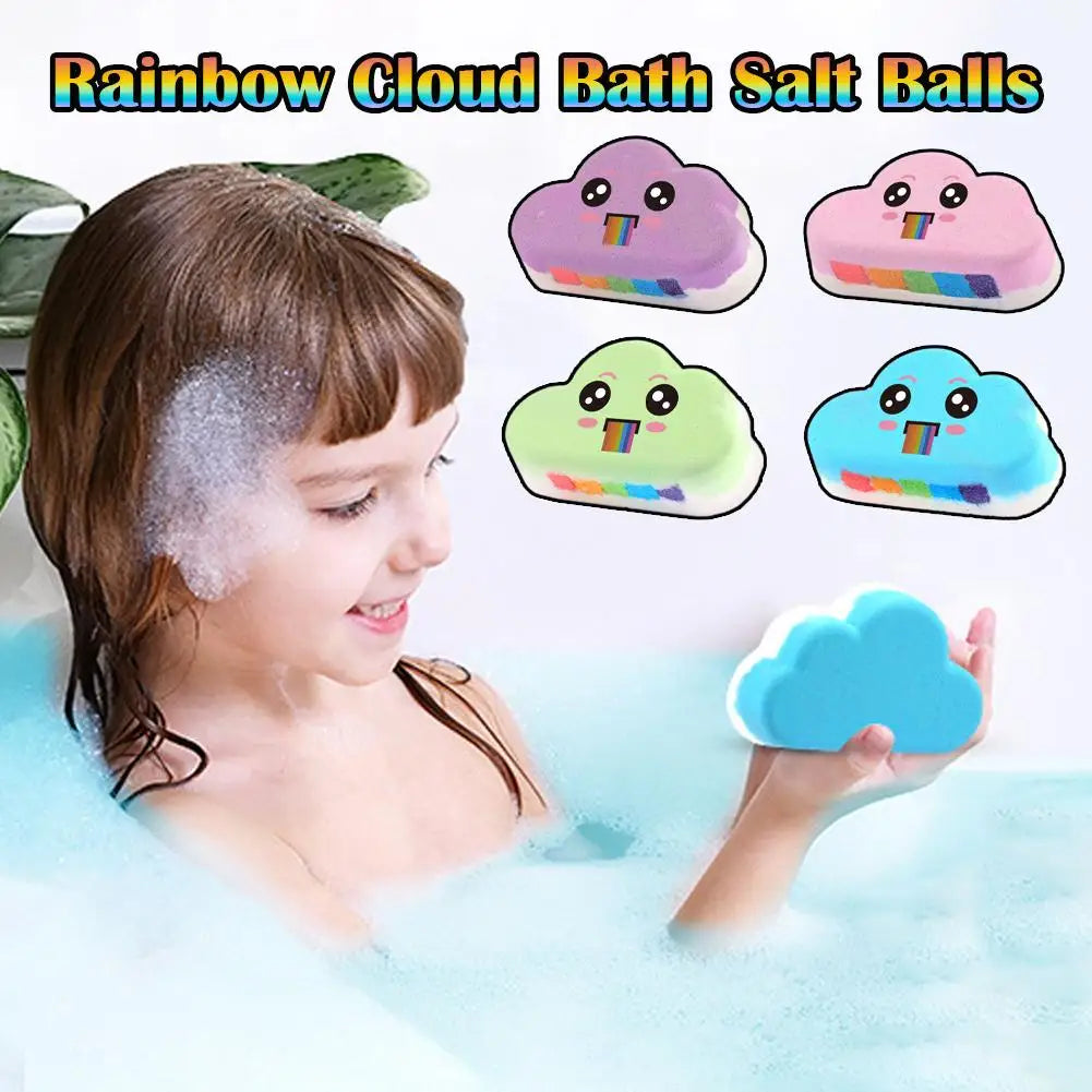 Rainbow Cloud Bath Bombs for Kids – Handmade Fizzy Spa Balls with Rainbow Colors & 4 Scents, Gift Set