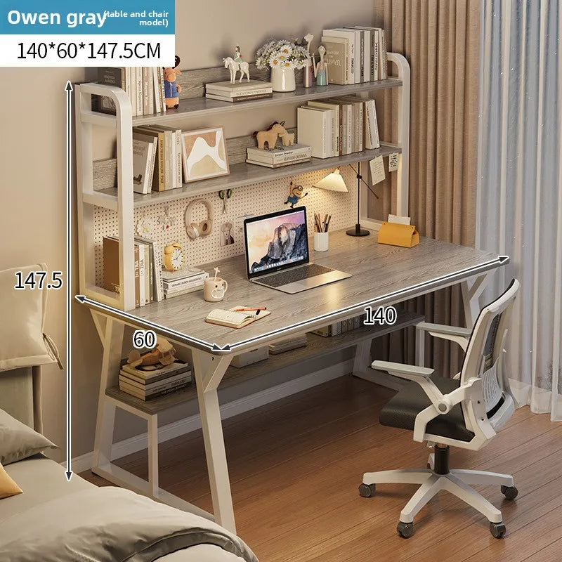 Computer Desk with Integrated Bookshelf — Simple Wood Writing Desk for Small Apartments, Multiple Sizes & Finishes