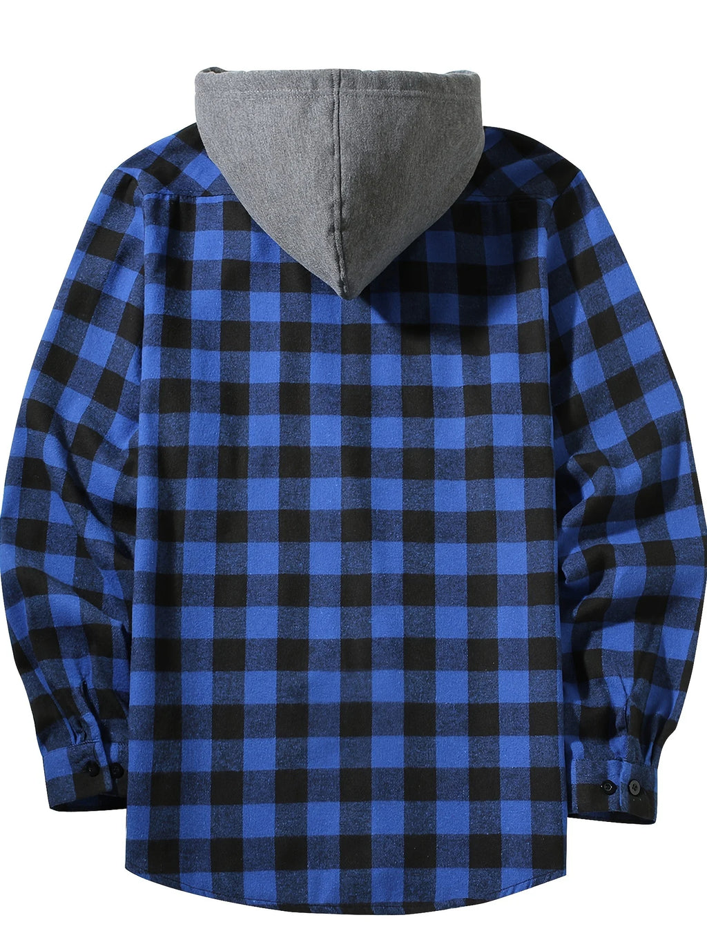 Men's Plaid Hooded Long Sleeve Shirt — Casual Flannel-Style Shirt Jacket