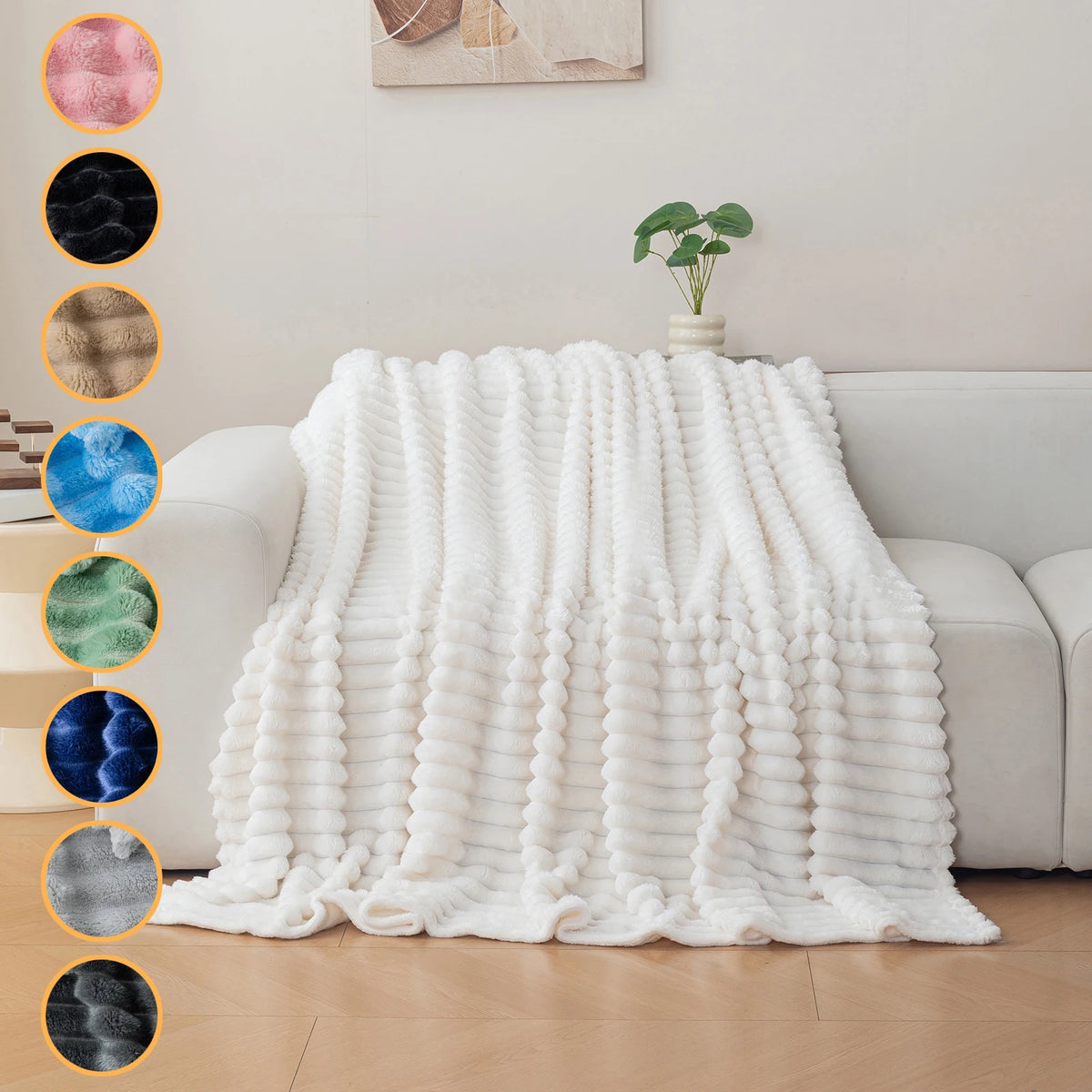 Soft Flannel Blanket – Warm Nap Throw in Multiple Colors, Christmas Gift Blanket