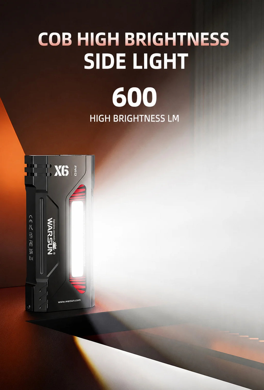 WARSUN X6 Pro – 45W Powerful Mini LED Inspection Flashlight, Magnetic Base, UV, USB Rechargeable