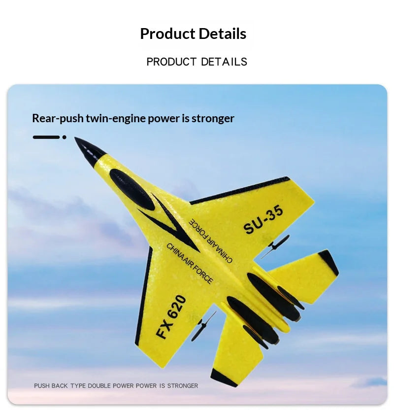 SU35 Scale 2.4G RC Fighter Glider Airplane – EPP Foam Hobby Plane for Kids & Beginners