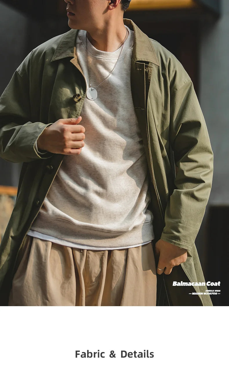 Men's Workwear Trench Coat – Loose Fit Cotton Chore Jacket