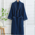 100% Cotton Waffle Couple Robe | Kimono Yukata Loungewear Bathrobe for Women & Men