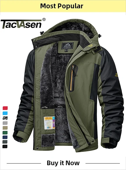 TACVASEN Men's Hooded Fleece Jacket – Full-Zip Windproof Warm Work Coat for Outdoor & Office