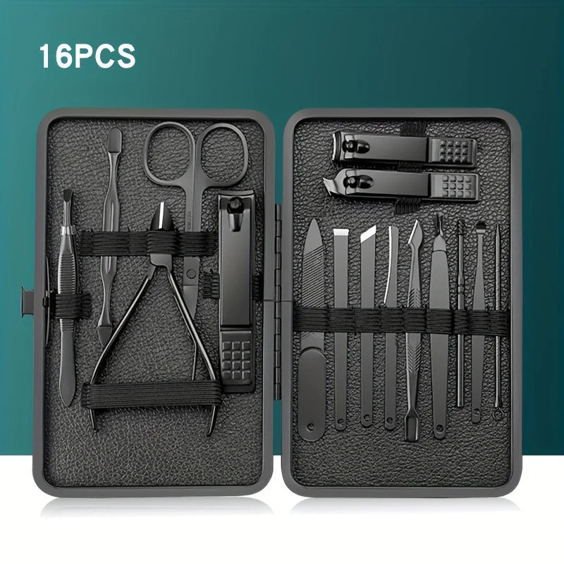 Professional Manicure Set 7-24 Piece – Stainless Steel Fingernail & Toenail Clippers with Leather Case