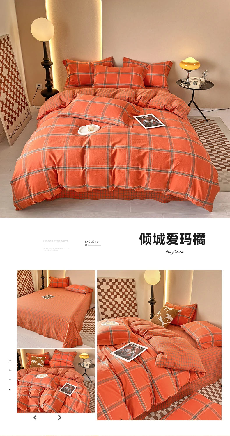 100% Cotton Plaid Duvet Cover – 160x210 to 220x240, Quilt Cover (Pillowcase Sold Separately)