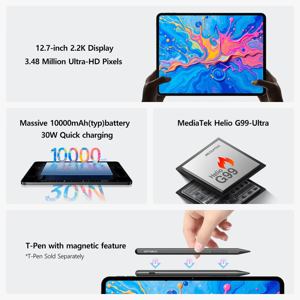 Teclast ArtPad Pro 12.7" 2.2K Android 15 Tablet – 8GB RAM, 256GB, 4G LTE, 10000mAh