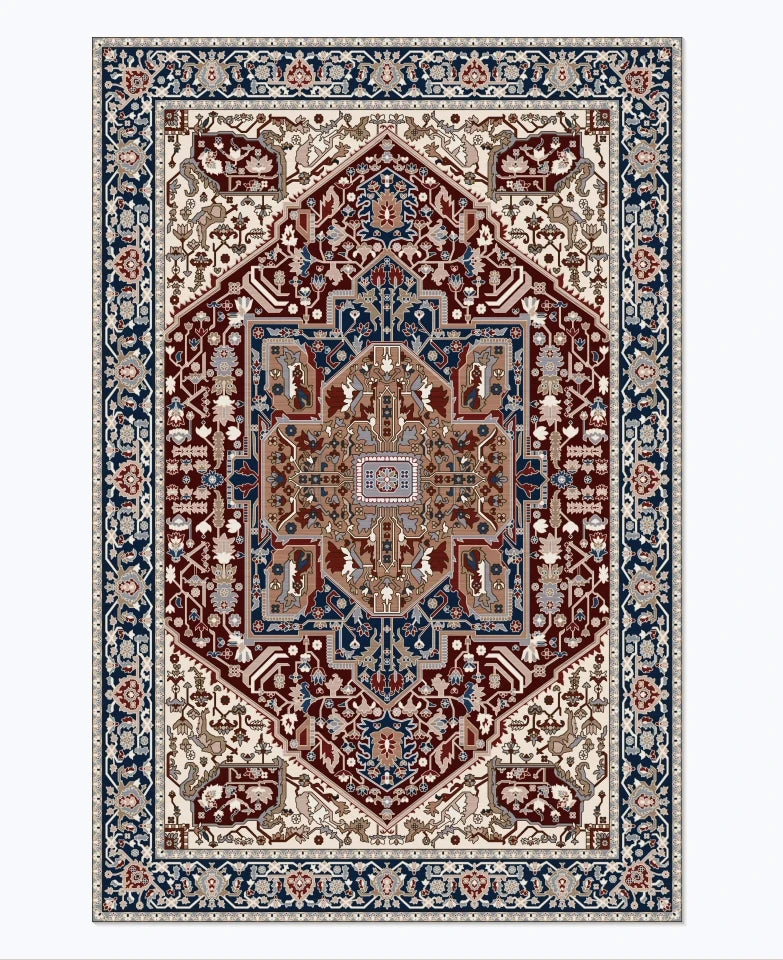 American Retro Style Large Area Rug – Anti-Slip Washable Carpet for Living Room & Bedroom