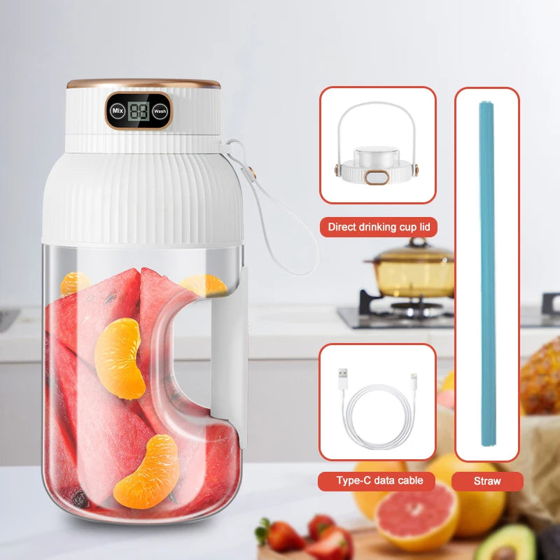 1000ML Portable Juicer Blender — USB Charging Smoothie Cup for Fruit & Citrus