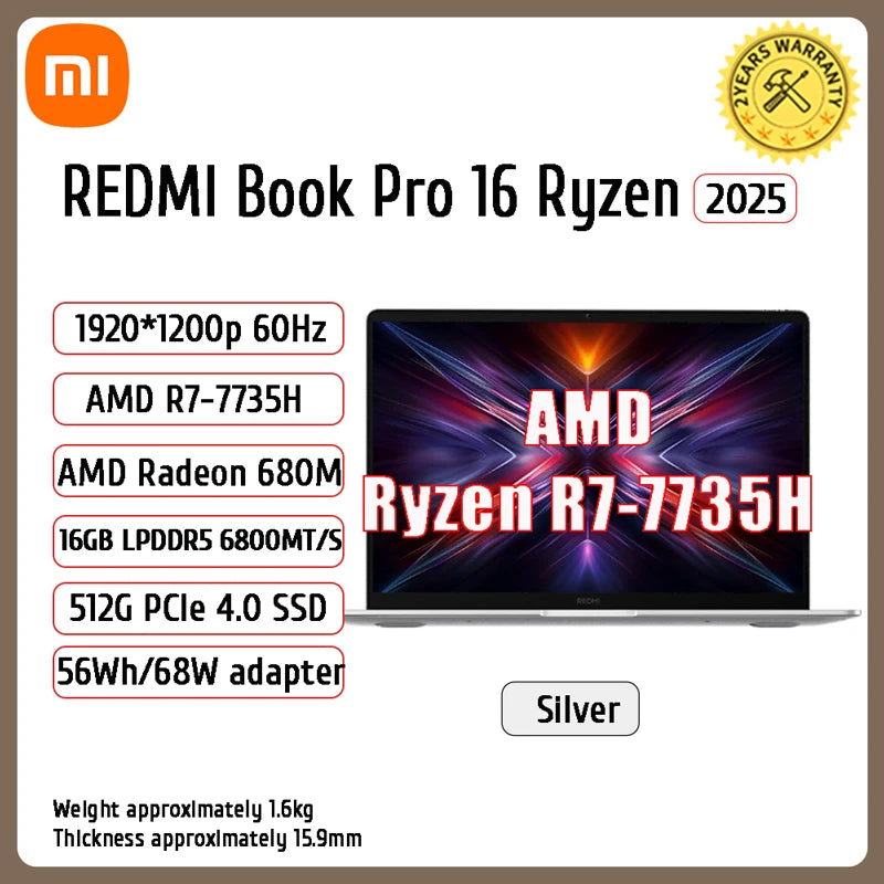 Xiaomi Redmi Book 14"/16" Laptop – AMD Ryzen 5/7 7535H/7735H, 16GB DDR5, 512GB SSD, Win11