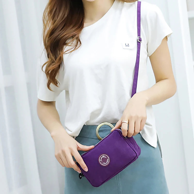 Fashion ladies crossbody bag  large capacity single shoulder bag with three zippers  phone and loose change storage bag
