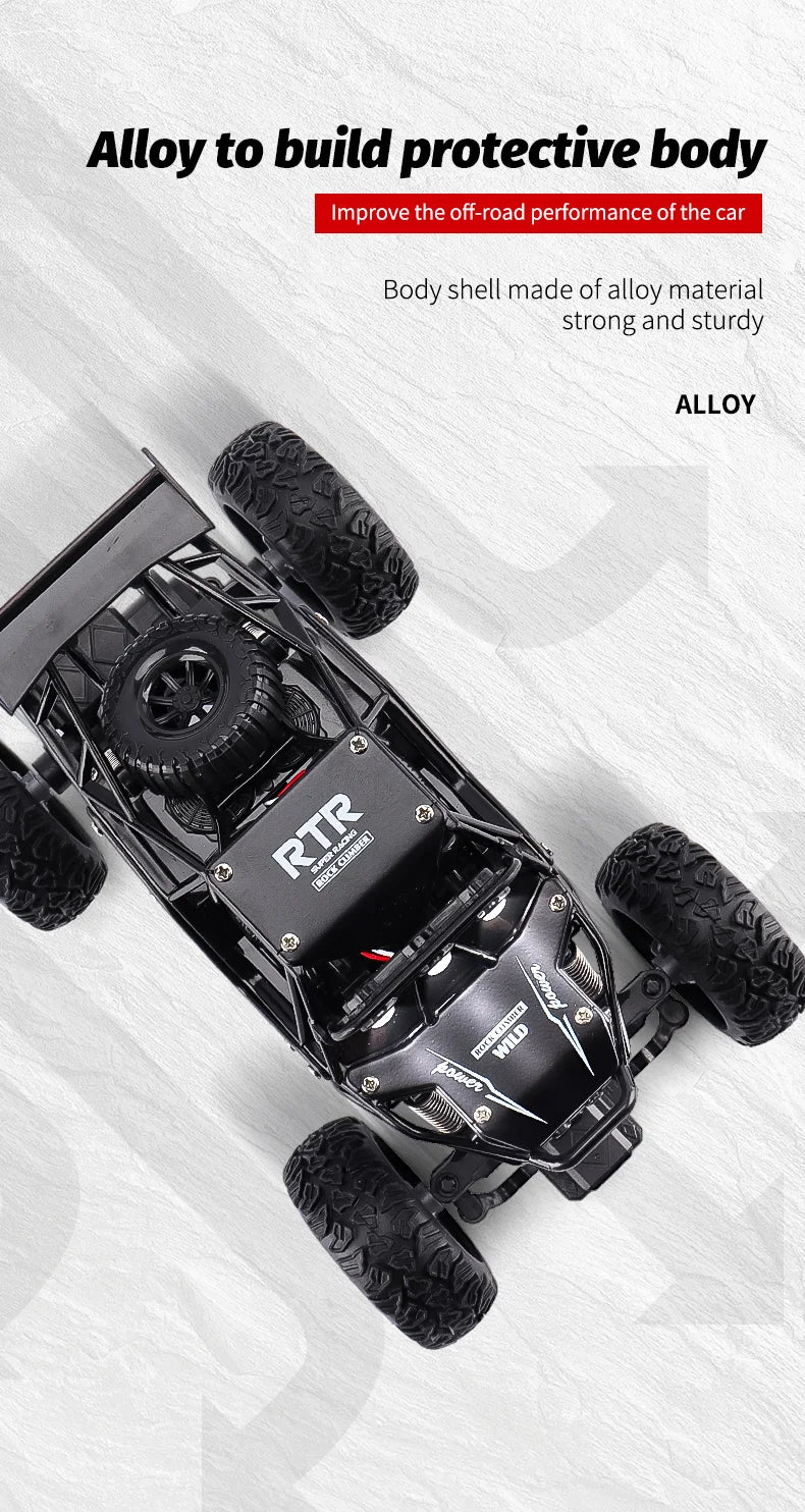 ZWN 1:16 / 1:20 Scale 2WD RC Off-Road Climbing Car with LED Light – Outdoor Kids Gift