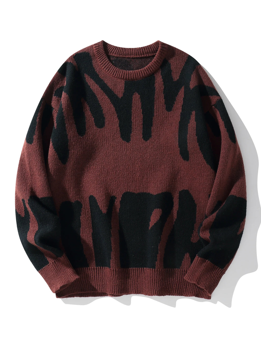Men's Jacquard Contrast Color Pullover Sweater — Textured Knitwear