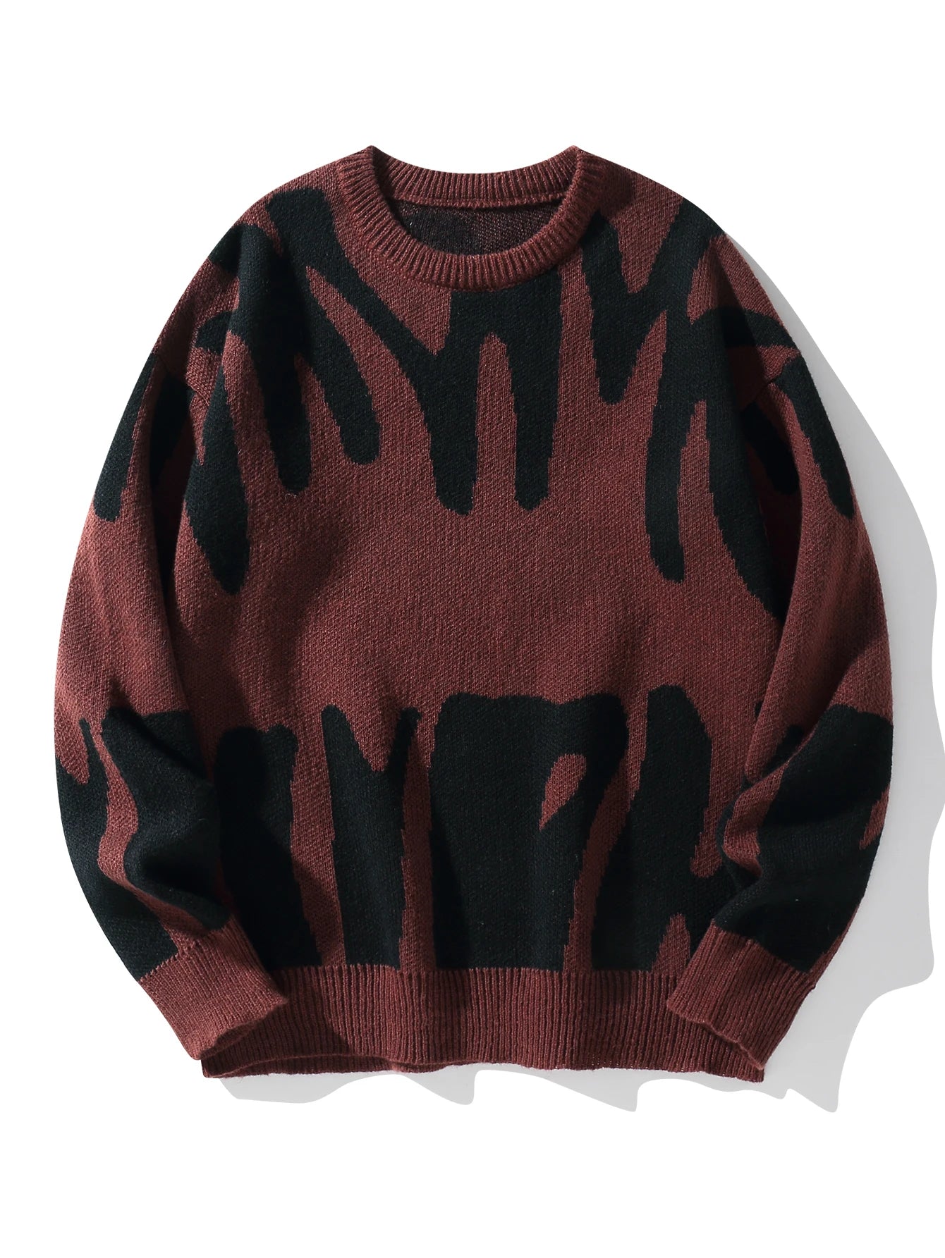 Men's Jacquard Contrast Color Pullover Sweater — Textured Knitwear
