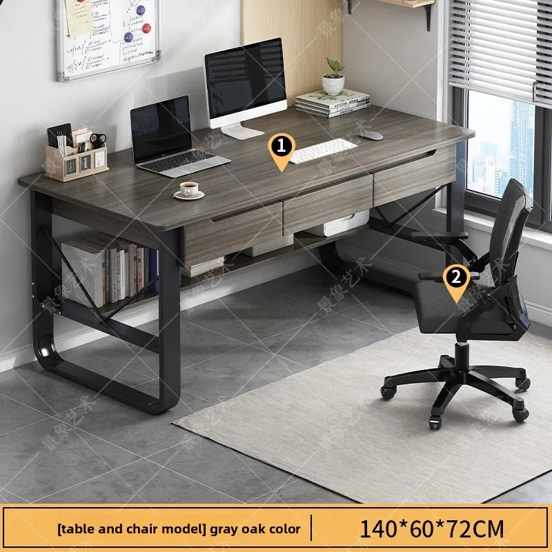Multifunctional Computer Desk with Drawers — Metal Frame Student Study Desk, Multiple Sizes & Finishes