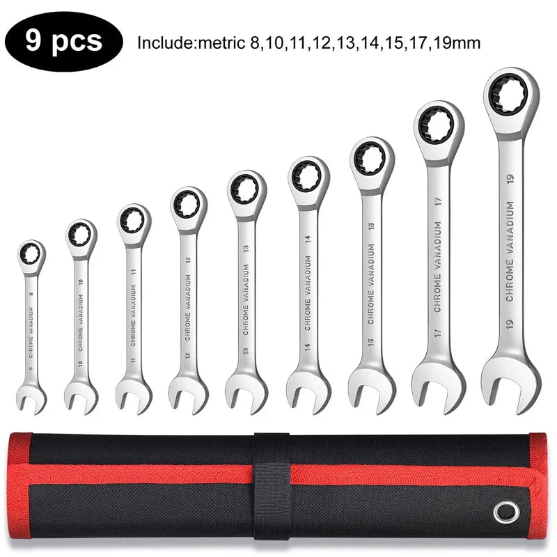 72-Tooth Metric Ratcheting Wrench Set