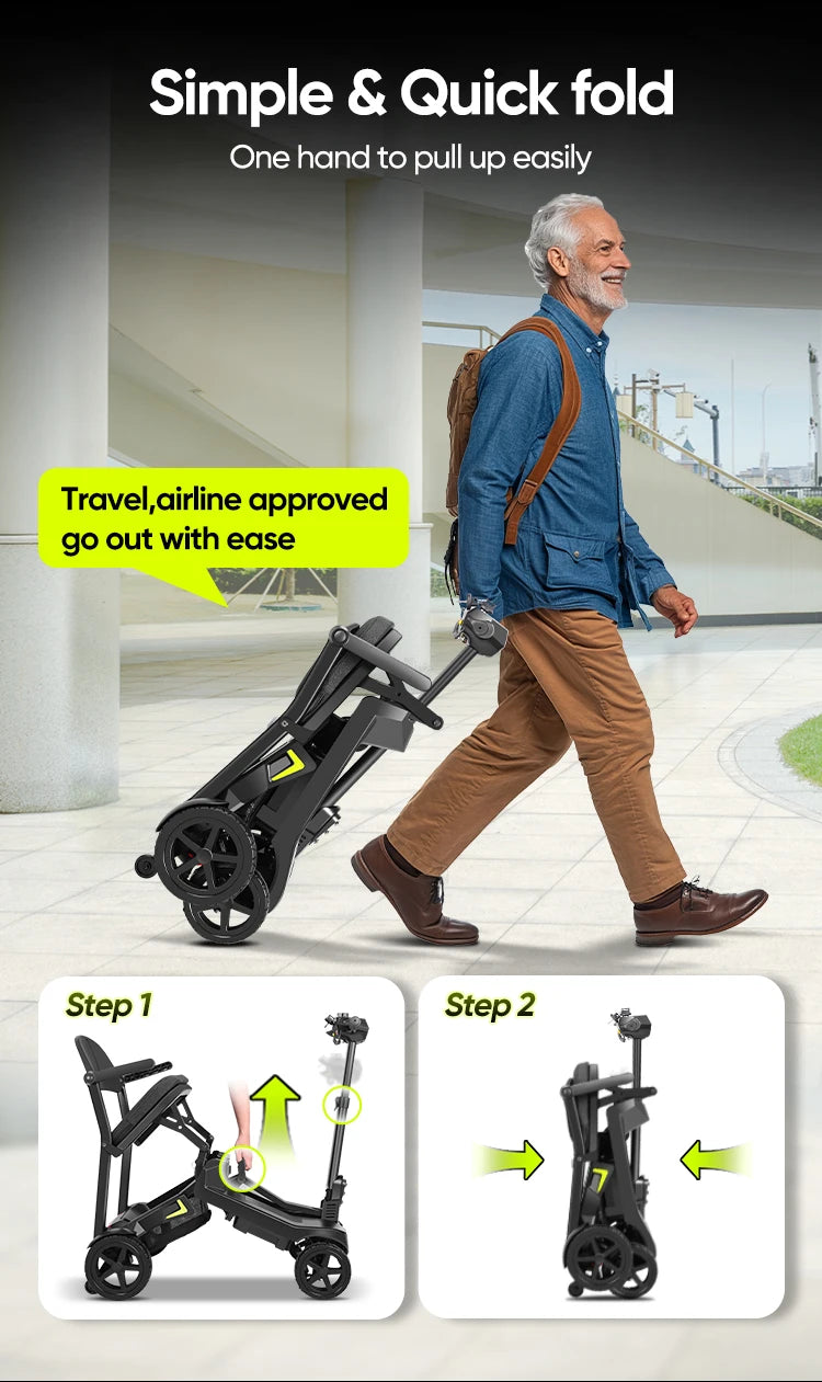 Lightweight 4-Wheel Mobility Scooter, Foldable