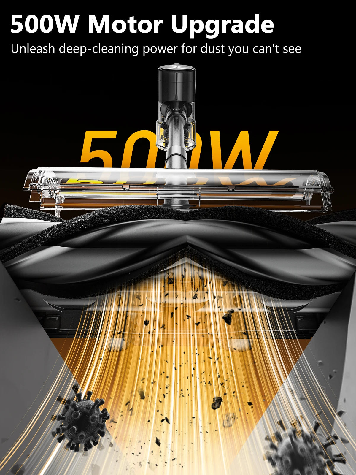 SUXIANGVAC Cordless Stick Vacuum Cleaner — 500W 55Kpa, 55-Min Runtime, Anti-Tangle, HEPA, Self-Standing