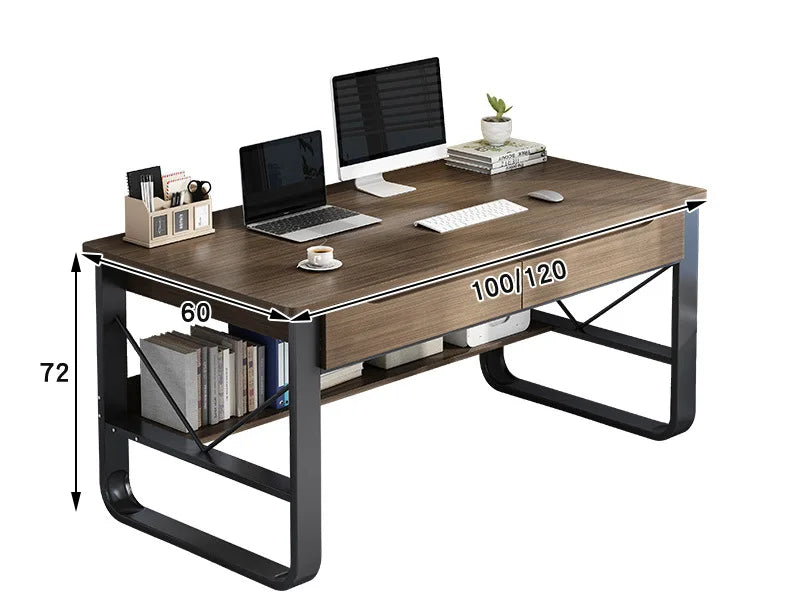 Multifunctional Computer Desk with Drawers — Metal Frame Student Study Desk, Multiple Sizes & Finishes