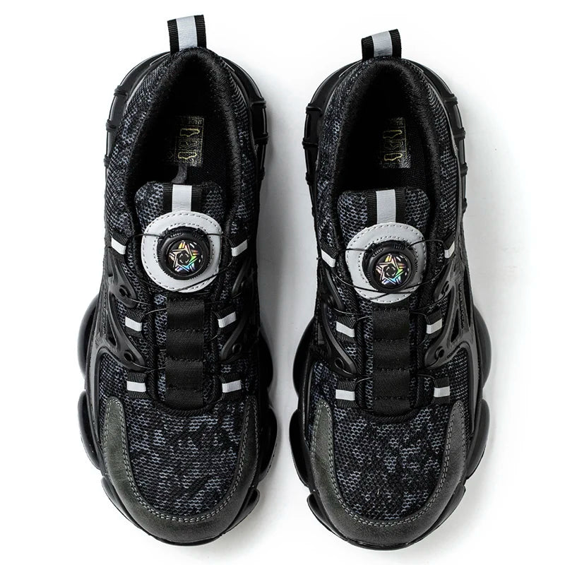Men's Air Mesh Button-Closure Work Shoes