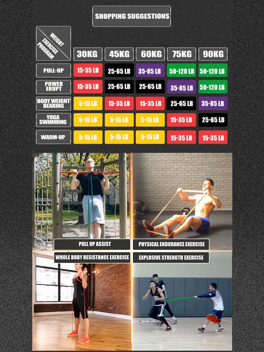 Resistance Bands Set — Pull Up Assistance for Home Fitness, Stretching & Strength Training