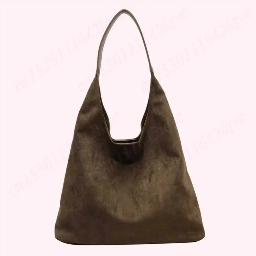 Vintage Suede Large Capacity Shoulder Tote Bag – Stylish Commuter Hobo Handbag for Women